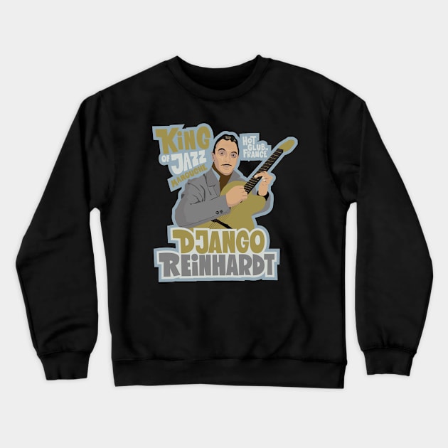 Django Reinhardt: A Jazz Guitar Legend Brought to Life with this Captivating Illustration. Crewneck Sweatshirt by Boogosh